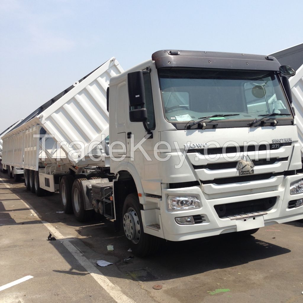 9603ZZXCF_ 42cbm Dump Semi-trailer with 3 BPW axles and hydraulic Side Discharge system for 60 Tons