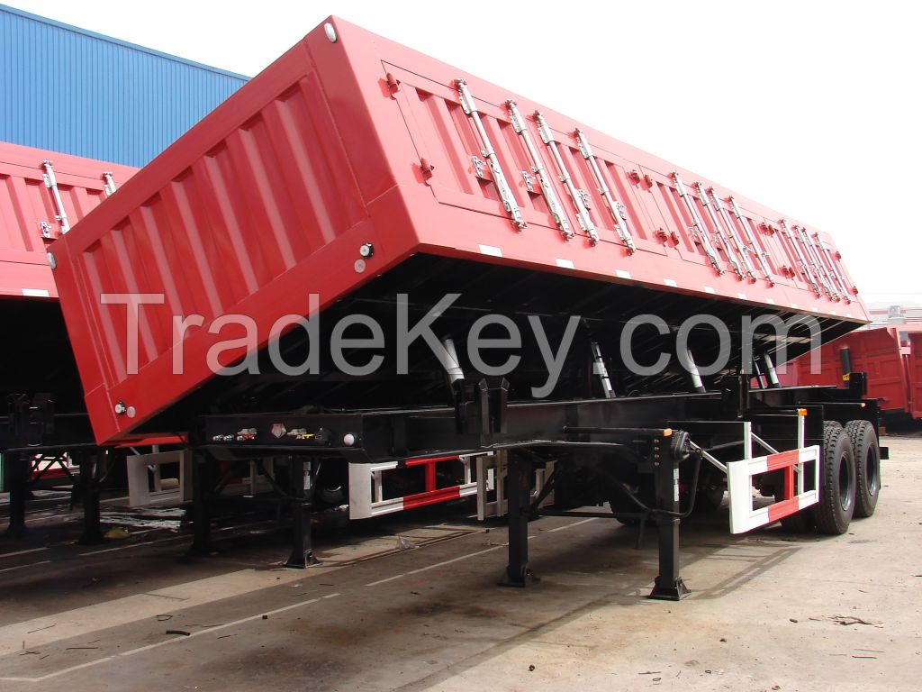 9302ZZXCF_26cbm Dump Semi-trailer with 2 BPW axles and hydraulic Side Discharge system for 30 Tons