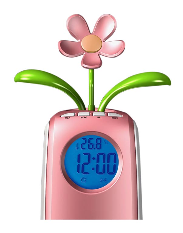 Solar flower speaking table digital clock