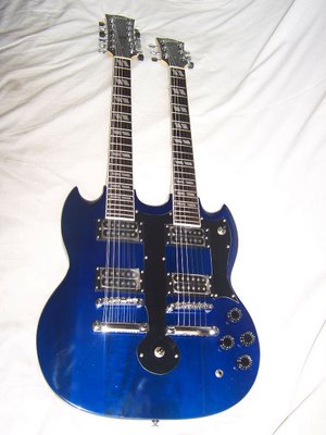 double-necked gibson guitar