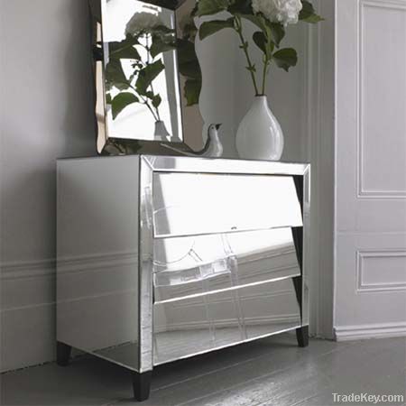 Glass Mirrored Dressing Table, bed side chest cabinet tallboy tall boy