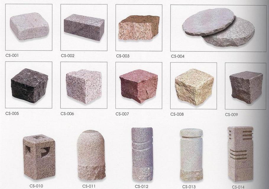 Curbstone, cube stone, paving stone, wall stone