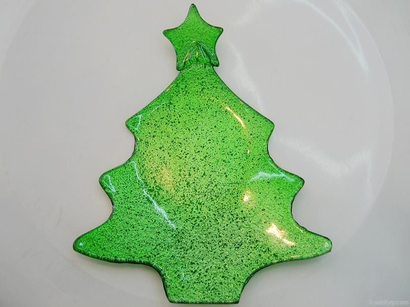 Christmas tree shape glass plate