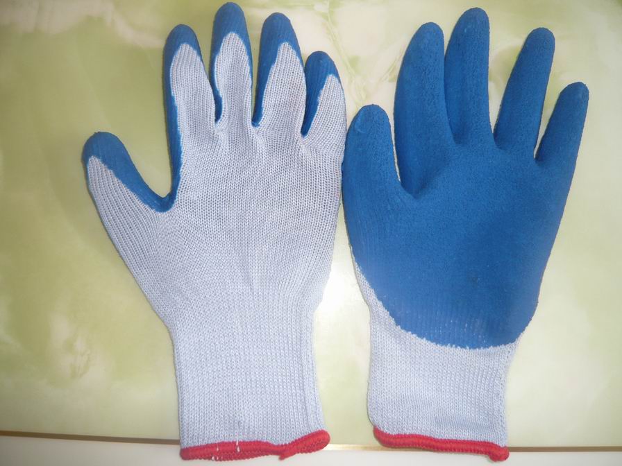 crinkle latex coated glove