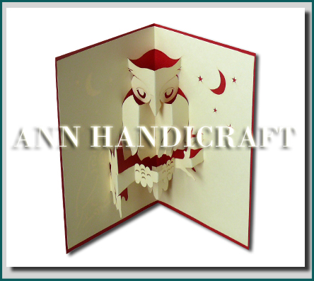 Owl 3D greeting card (Red Colour)