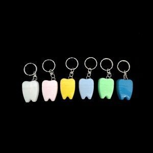 supply 15m keychain tooth shape dental floss with FDA/ISO