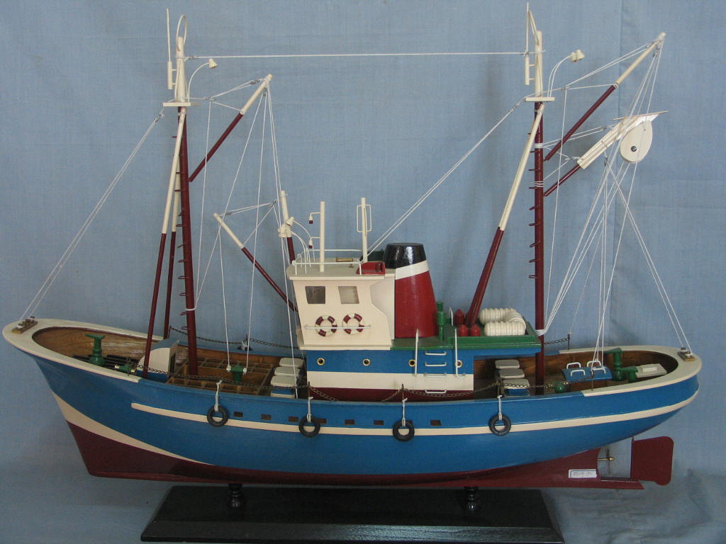 wooden fishing boat model