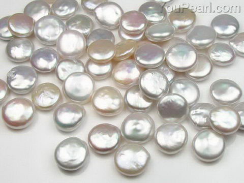12-14mm white coin pearl, AA