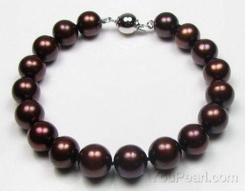 Off round coffee cultured pearl bracelet FR730-FB