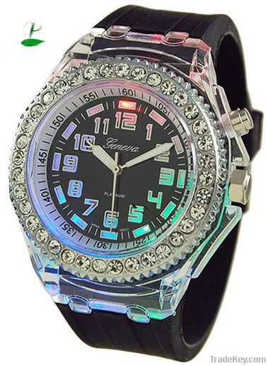 silicone flashing lights up watch