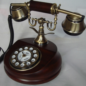 wood desk telephone