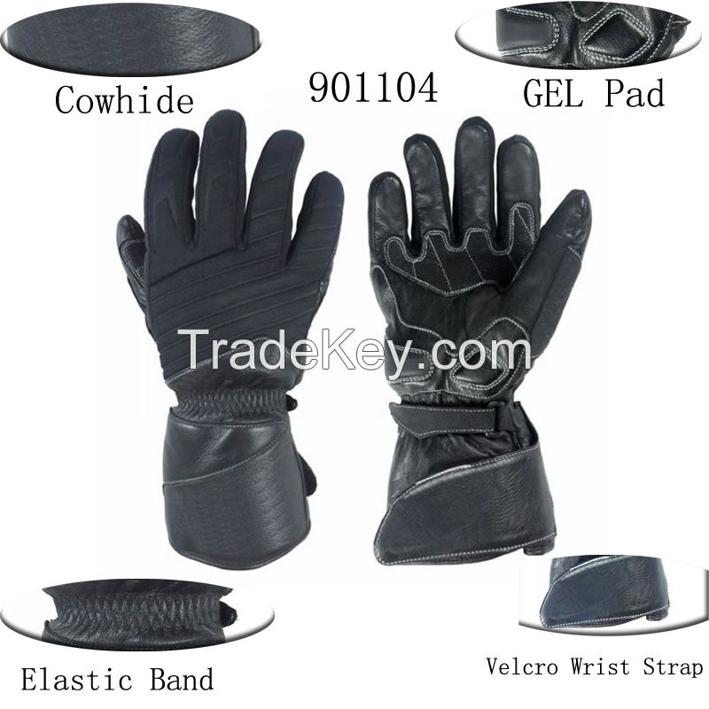 Best quality Warm antiskid polyester Racing motorcycle gloves with cowhide leather