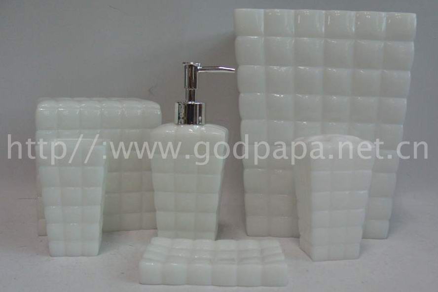 Polyresin Bathroom Accessories-White Crystal