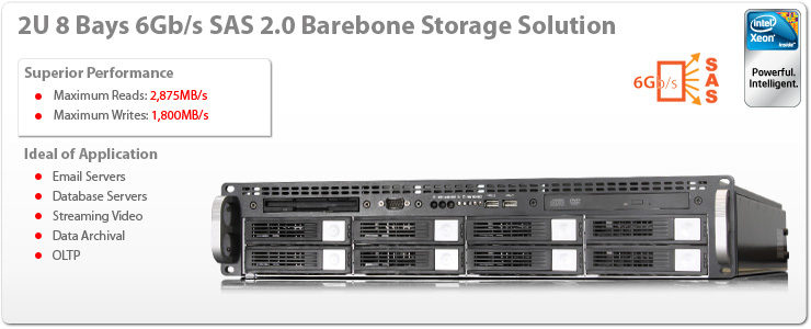 RM208S 2U 8 bays 6Gb/s SAS 2.0 barebone storage solution