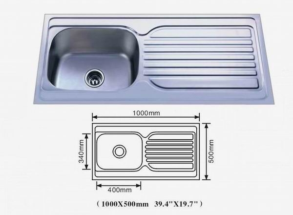 Stainless steel kitchen sink single bowl single drainer AP1050B