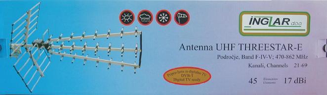 TV antennas OUTdoor UHF (Band IV-V 470 - 862 MHz, Channels: 21 - 69)