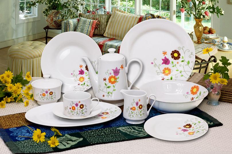 47pcs round porcelain tableware