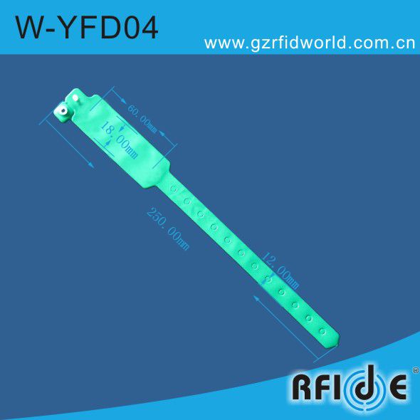 Free shipping 1000pcs/lot Fudan Mifare 1 K chip pvc one time used wrist tag 13.56MHz rfid identification tag