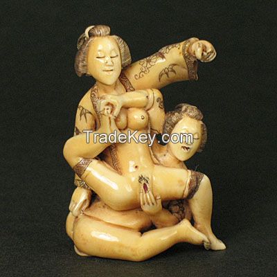 Hippo ivory handcrafted Erotic and Figurine Netsuke