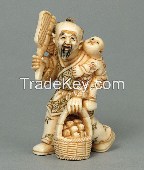 Mammoth Ivory Carved Figurine Netsuke, Various size.