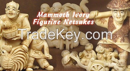 Mammoth Ivory Carved Figurine Netsuke, Various size.