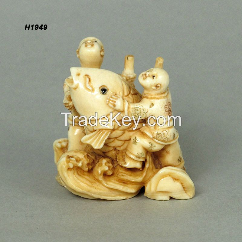 Mammoth Ivory Carved Figurine Netsuke, Various size.