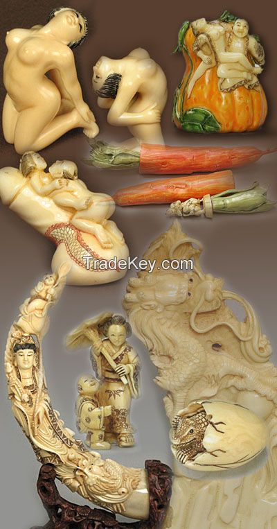 Hippo ivory handcrafted Erotic and Figurine Netsuke