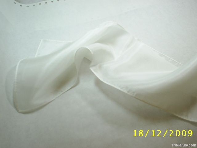 white silk pongee scarf