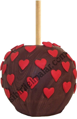 heart sprinkles coated caramel apples