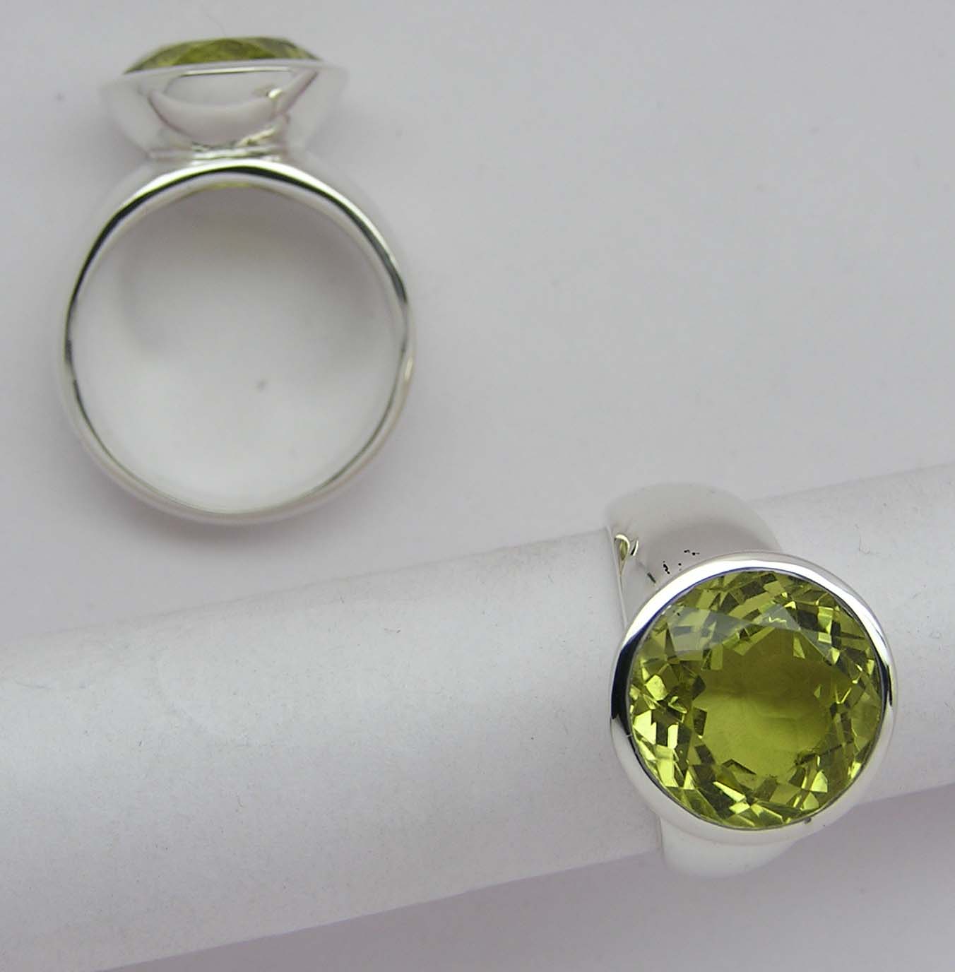 Studded Sterling Silver Ring in Lemon Topaz