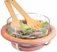salad bowl, glass salad bowl, wooden spoon with salad bowl