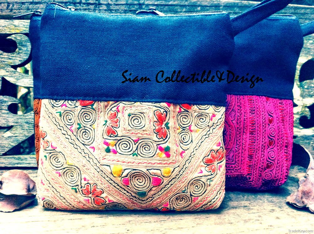 Ethnic Hmong Embroidered Wallet Cotton Fabric