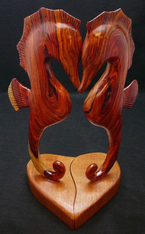 handmade Exotic Wood Seahorses Cocobolo