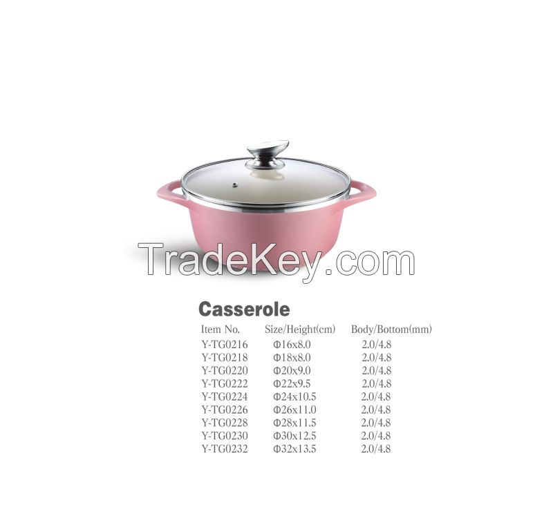 Pink Floral Pattern Rose Aluminum die cast non-stick cookware set with ceramic coating die-casting