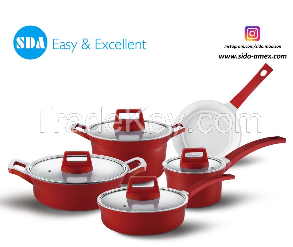 European Style Aluminum die cast non-stick cookware set with ceramic coating die-casting