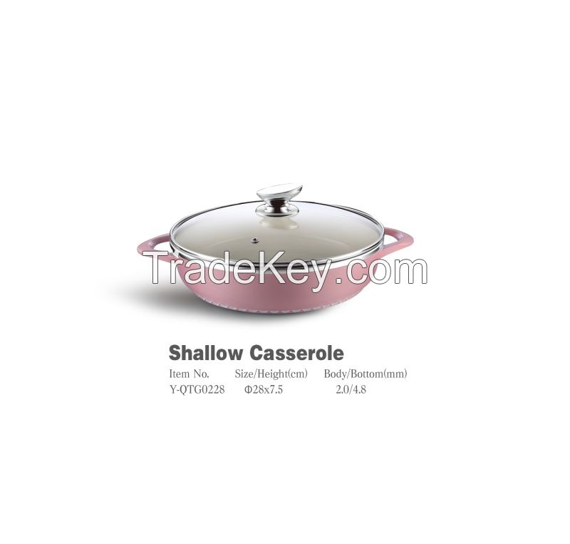Pink Floral Pattern Rose Aluminum die cast non-stick cookware set with ceramic coating die-casting