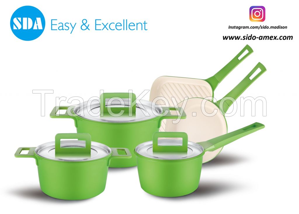 European Style Aluminum die cast non-stick cookware set with ceramic coating die-casting