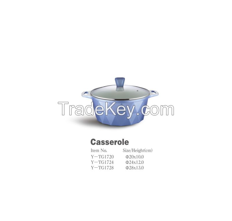 Diamond Blue Aluminum die cast non-stick cookware set with ceramic coating die-casting