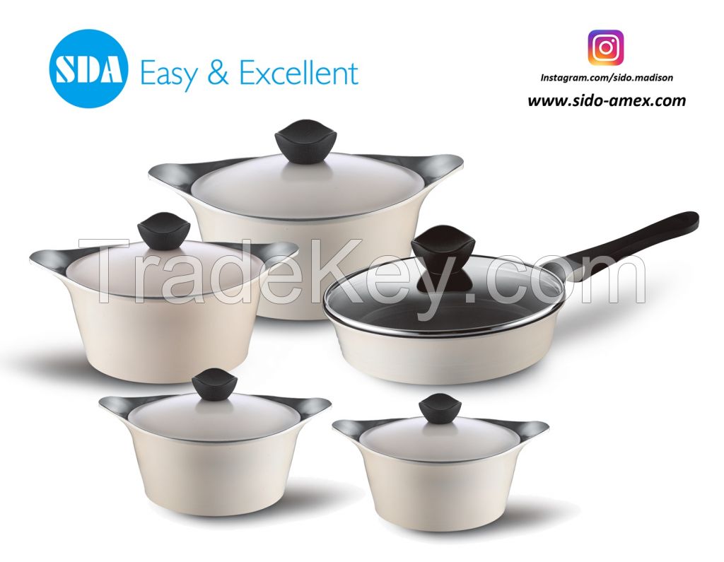 Korean Style Aluminum die cast non-stick cookware set with ceramic coating die-casting