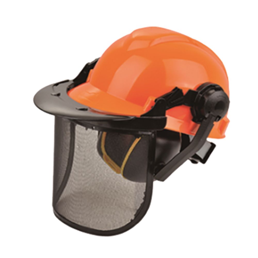 Loggers Safety helmet Mesh face shield with ear muffs CE approved