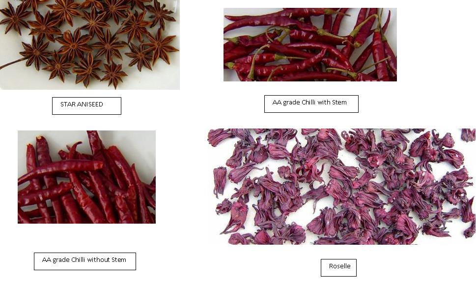 Star Anise, Roselle, Amomum tsao-ko, Chilli