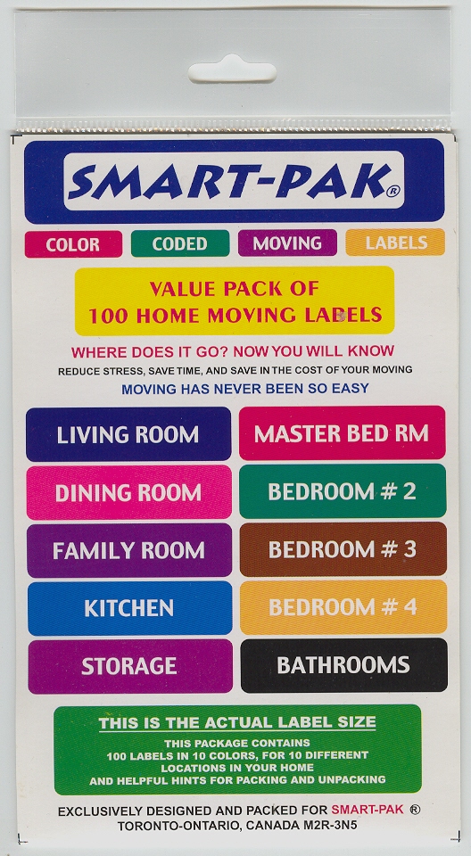 COLOR CODED HOME MOVING LABELS