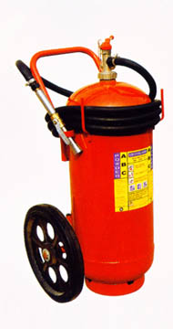 wheeled dry powder fire extinguisher.