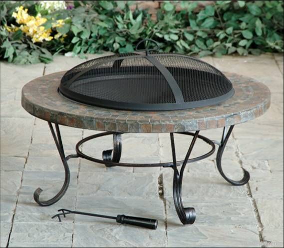 34” Round slate fire pit table