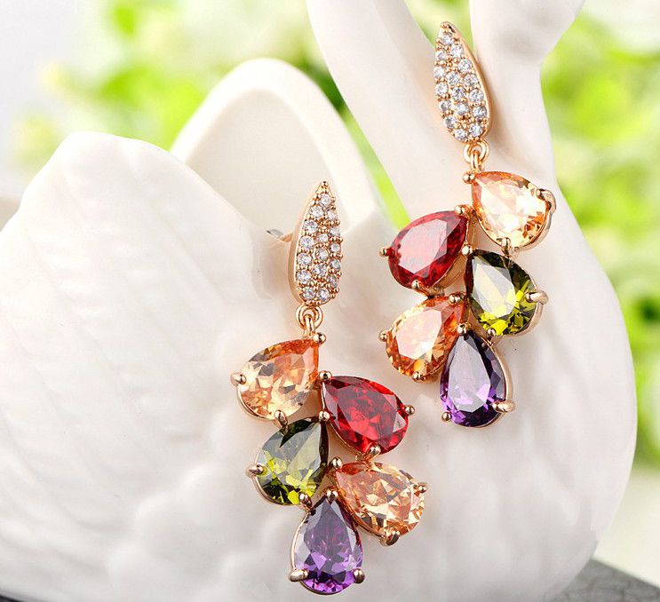 Women Jewelry My Love Multicolor Zircon stones earring Cluster Drop Earrings Stud earrings