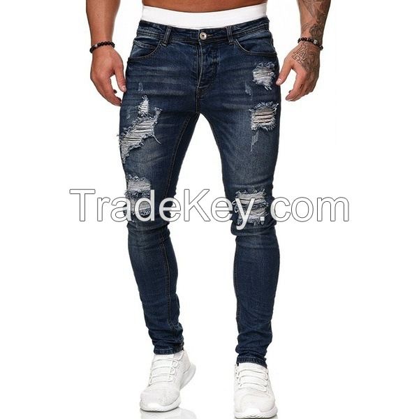 Hot selling Jeans Denim Men Jeans Pants Casual Classic Ripped Nine-point Jeans Men's Spring And Summer denim jeans