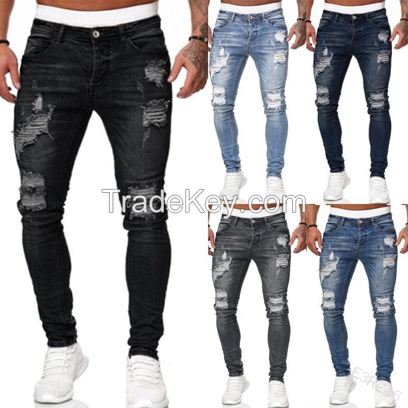 Hot selling Jeans Denim Men Jeans Pants Casual Classic Ripped Nine-point Jeans Men's Spring And Summer denim jeans