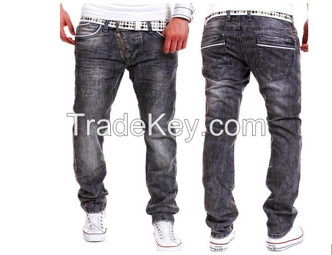 Wholesale Custom Logo Straight Mens Skinny Mid-waist Elastic Denim Pants Trouser Slim Jeans
