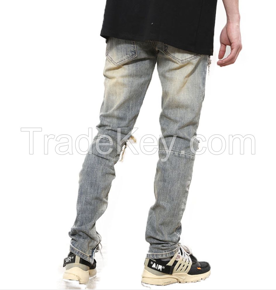 New fashion jeans pants wholesale custom logo Slim Fit distressed jeans men skinny denim jeans men