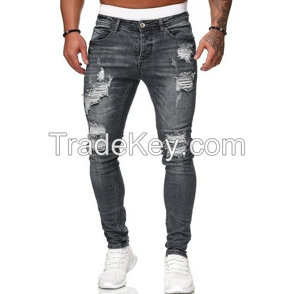 Hot selling Jeans Denim Men Jeans Pants Casual Classic Ripped Nine-point Jeans Men's Spring And Summer denim jeans